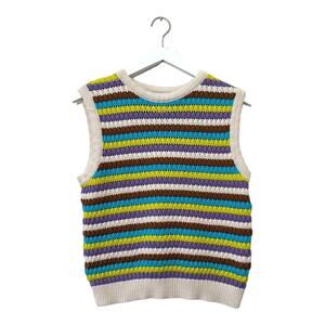 ASOS Y.A.S Colorful Striped Knit Sweater Vest Sleeveless Top Size Small